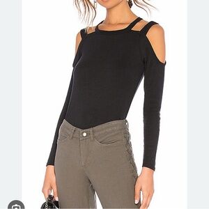 Chaser Shoulder Cutout Black Top Small